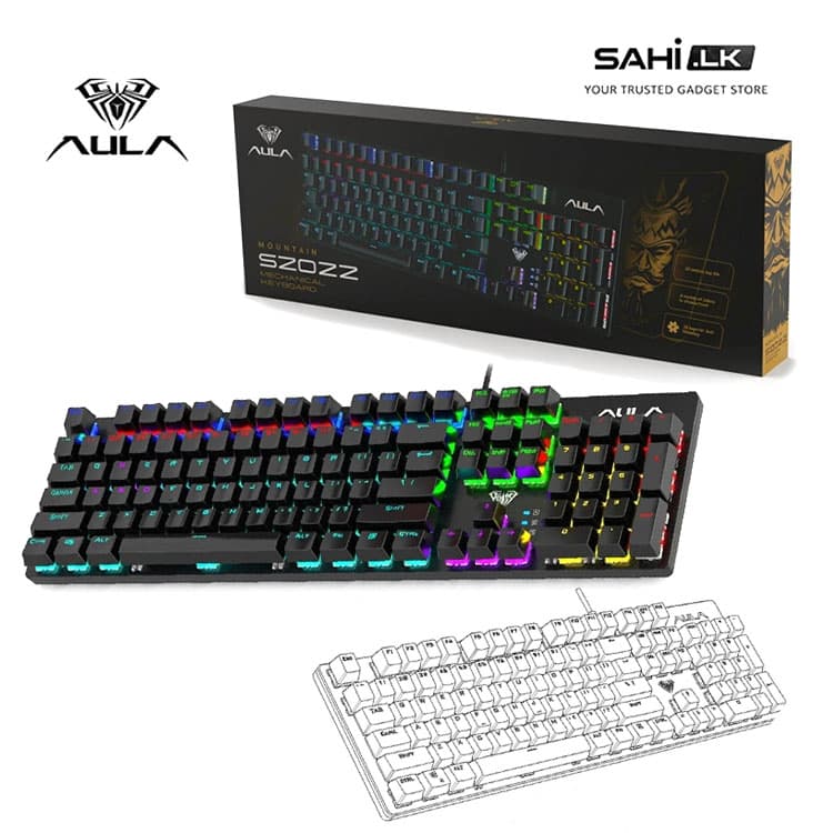 AULA S2022 Mechanical Keyboard USB Gaming LED Light Game Mice Multimedia Keyboard Computer Keyboard for Gamer