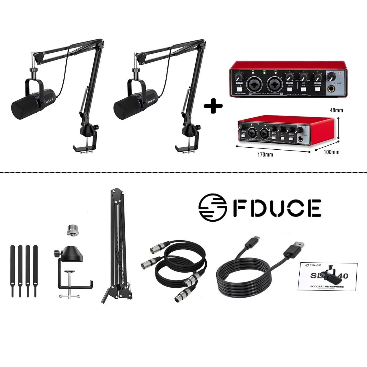 Fdcue Poadcast All In One Kit Fduce Sl 40 Microphone Boom Arms Sound Cards 2