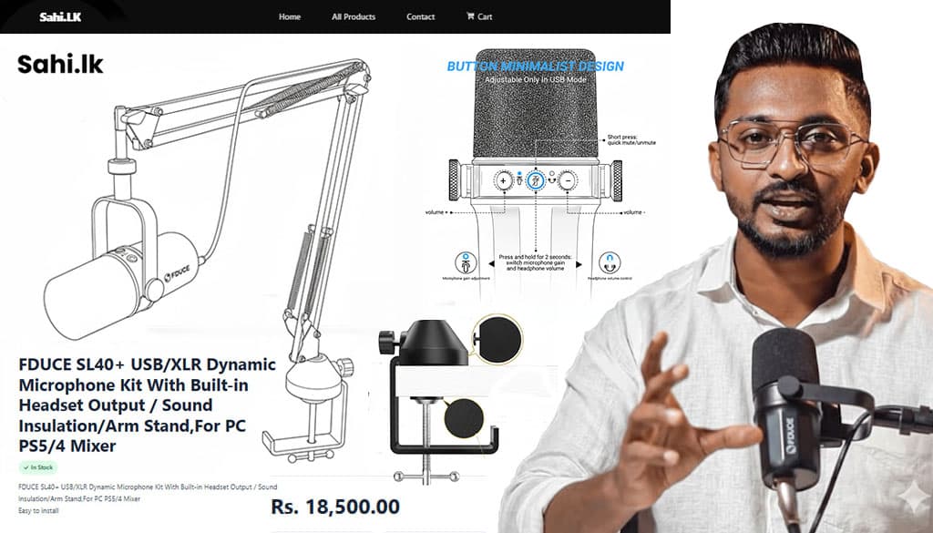 FDUCE SL40+ USB/XLR Dynamic Microphone Kit With Built-in Headset Output / Sound Insulation/Arm Stand,For PC PS5/4 Mixer  8