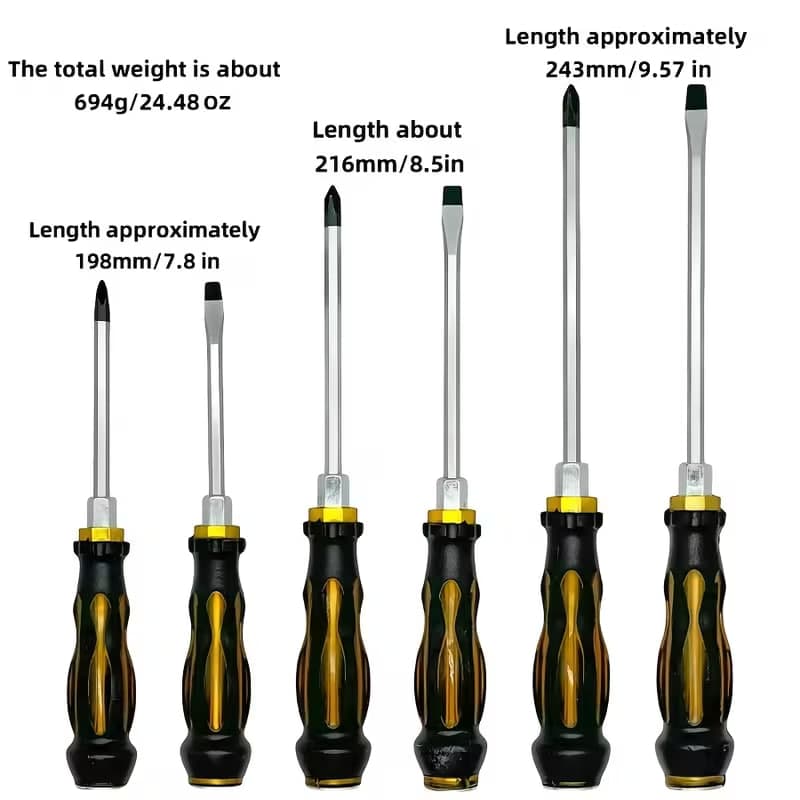 High Quality Hand Tools 6 Pcs Screwdriver Set Rubber Handle For+ Electrical Maintenance+ Home Repair Tools+ Construction + Car Repair 2