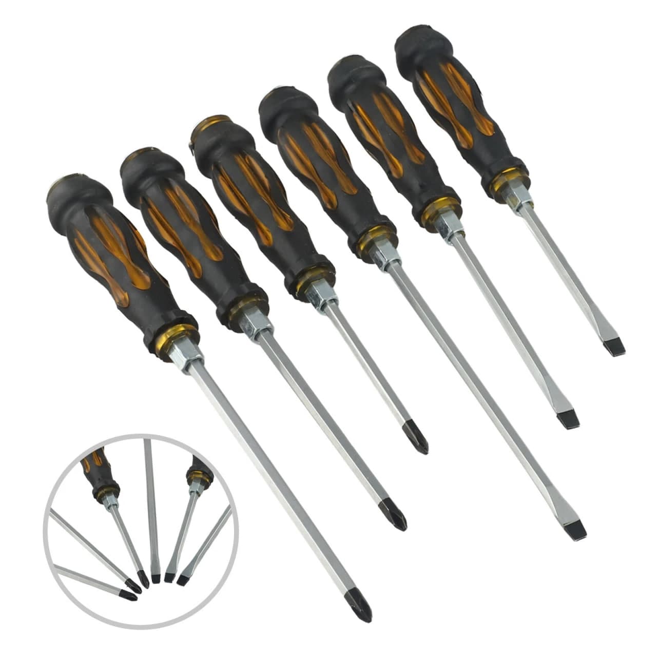 High Quality Hand Tools 6 Pcs Screwdriver Set Rubber Handle For+ Electrical Maintenance+ Home Repair Tools+ Construction + Car Repair 3