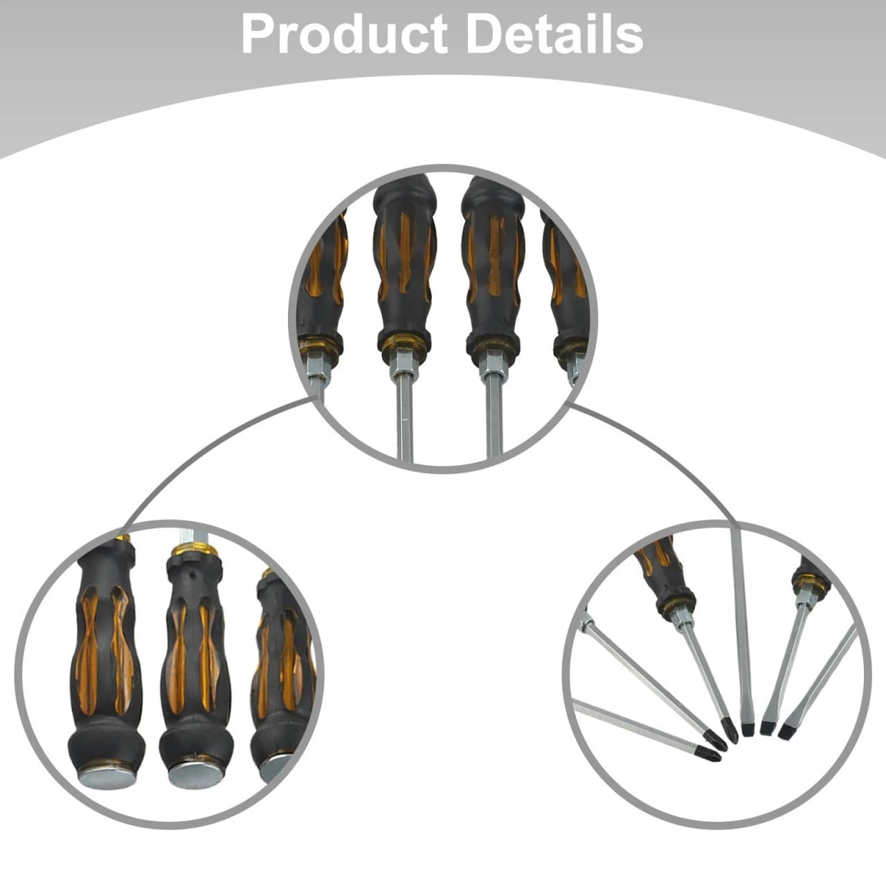 High Quality Hand Tools 6 Pcs Screwdriver Set Rubber Handle For+ Electrical Maintenance+ Home Repair Tools+ Construction + Car Repair 5