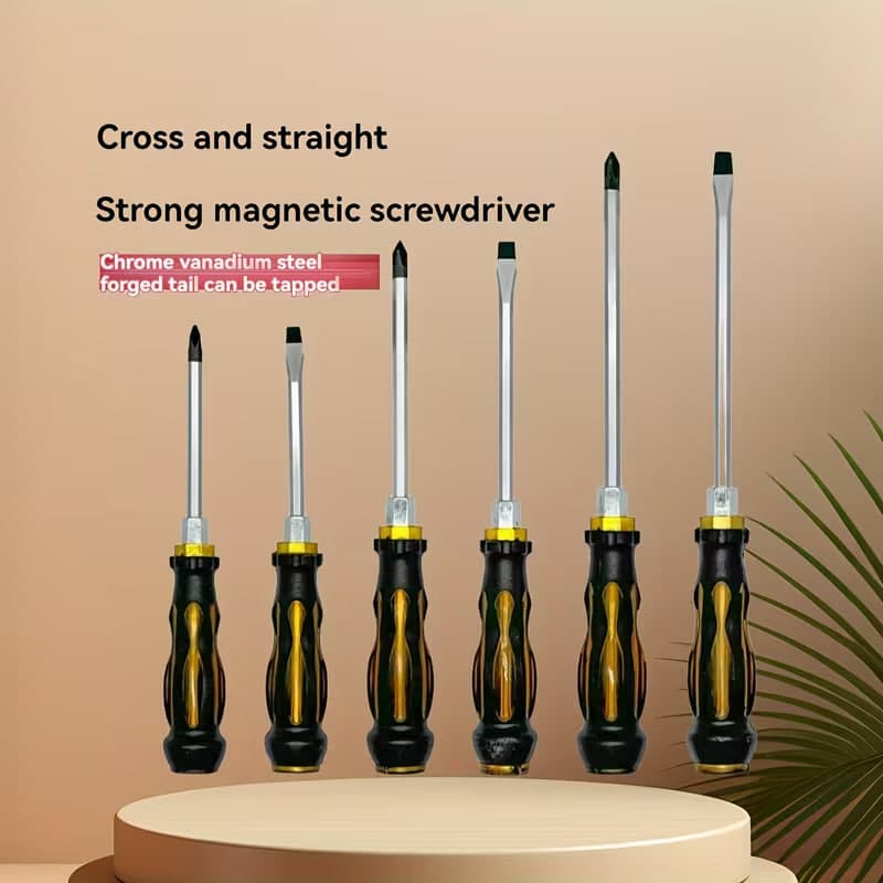 High Quality Hand Tools 6 Pcs Screwdriver Set Rubber Handle For+ Electrical Maintenance+ Home Repair Tools+ Construction + Car Repair 6