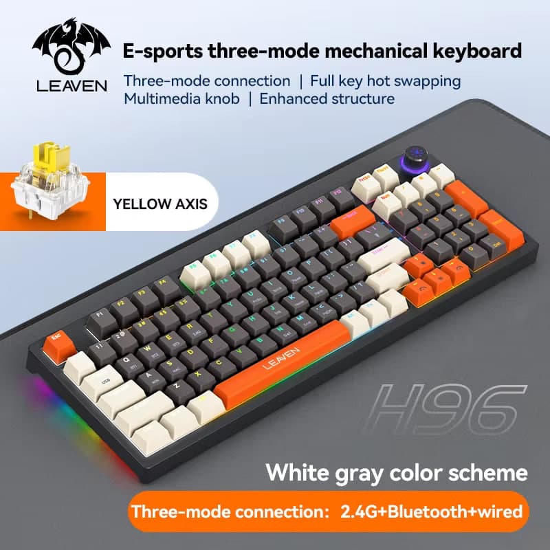 LEAVEN H96 Tri-Mode Mechanical Keyboard – PC Gaming & Productivity 2