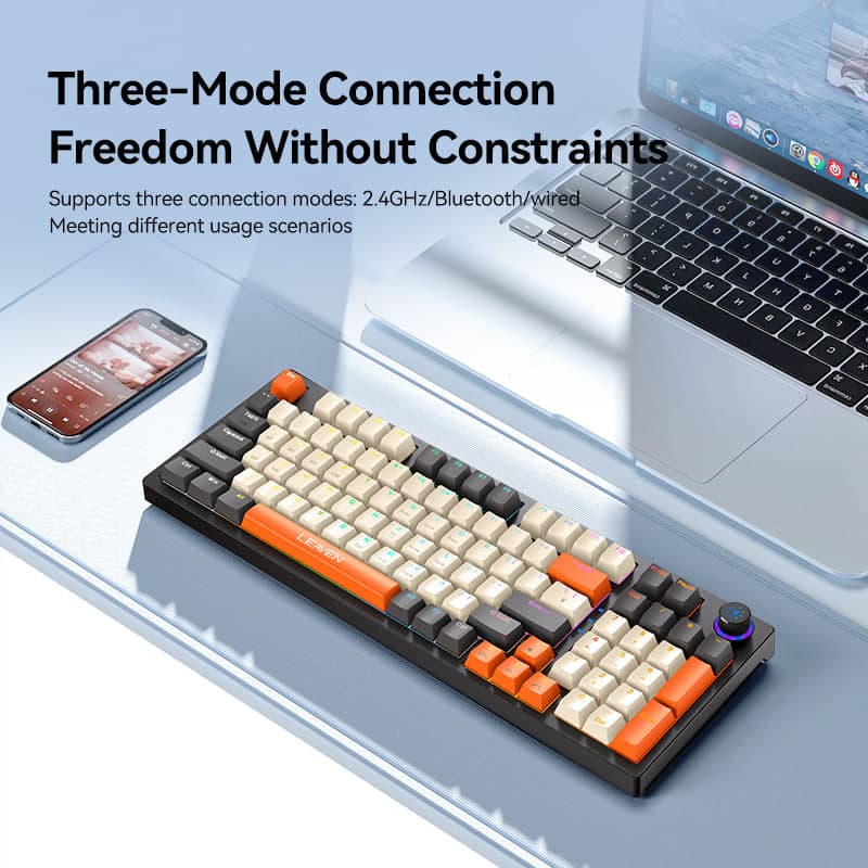 LEAVEN H96 Tri-Mode Mechanical Keyboard – PC Gaming & Productivity 3