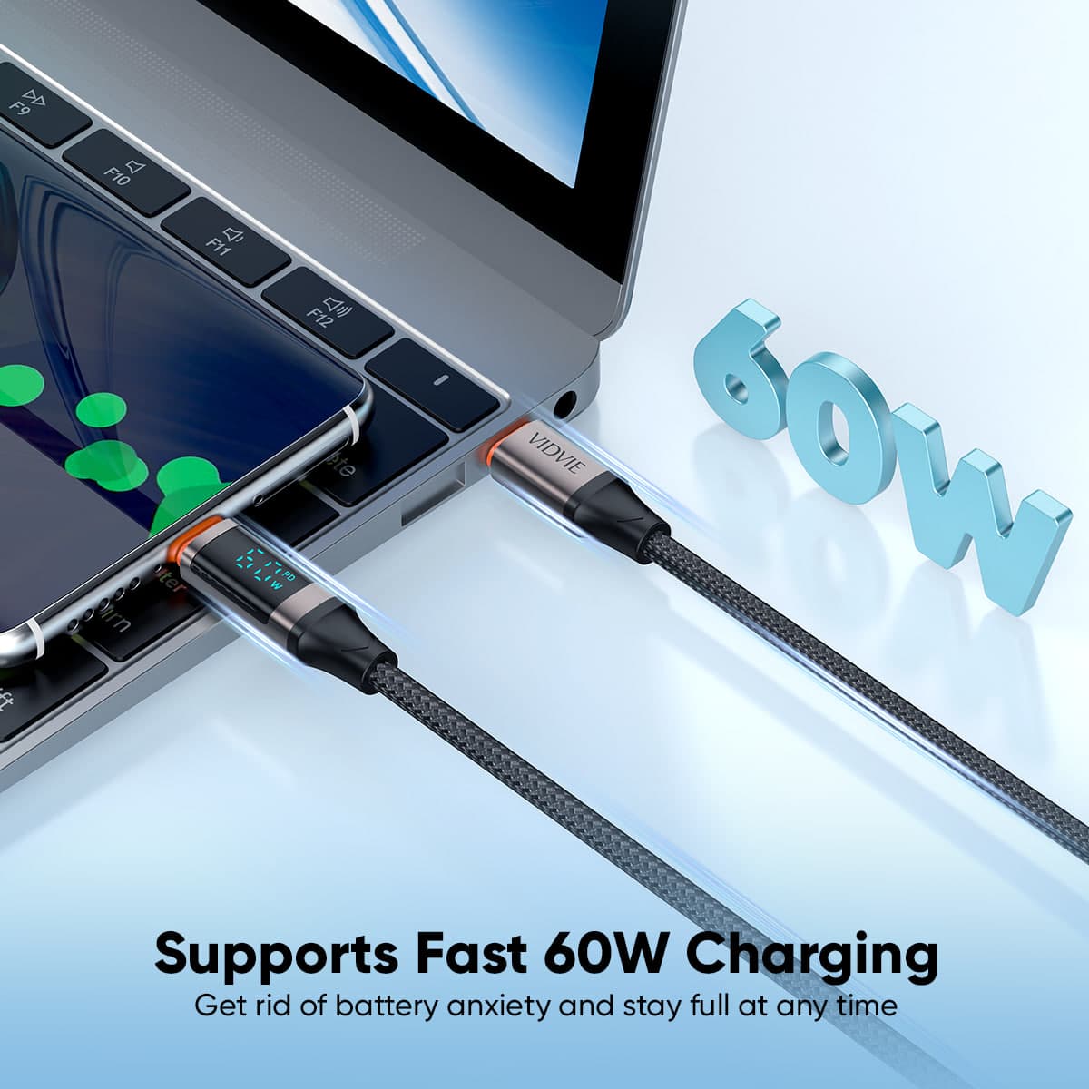 VIDVIE 60W Cable Fast Charging Type-C to Type-c Weaving Data Cable  6