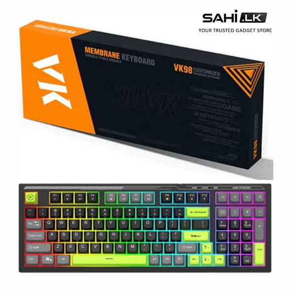 VK98 RGB Backlit Membrane Gaming Keyboard – Durable Keys & Custom Lighting
