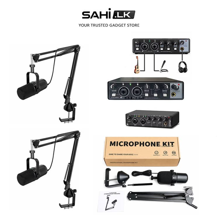 BKX SL 40+ Poadcast All In One Kit 2 Microphone with 2 Boom Arms + Sound Cards